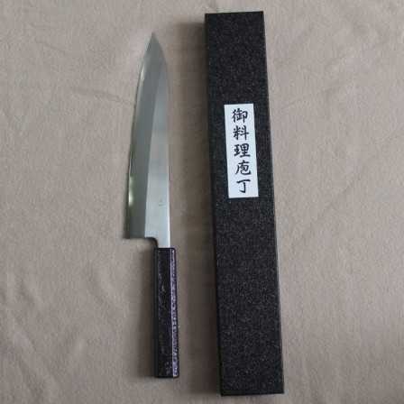 Tsunehisa Gyuto 240 Shirogami 1 Lacquered Oak Purple